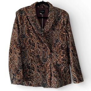 Driftwood Paisley Blazer Jacket Boho Western Brown Black Women's Large
